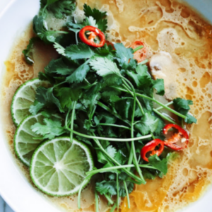 asian soup with cilantro and lime