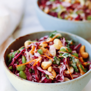 coleslaw with cashew and edamame