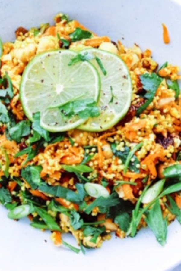 Quinoa salad with orange and roasted almond